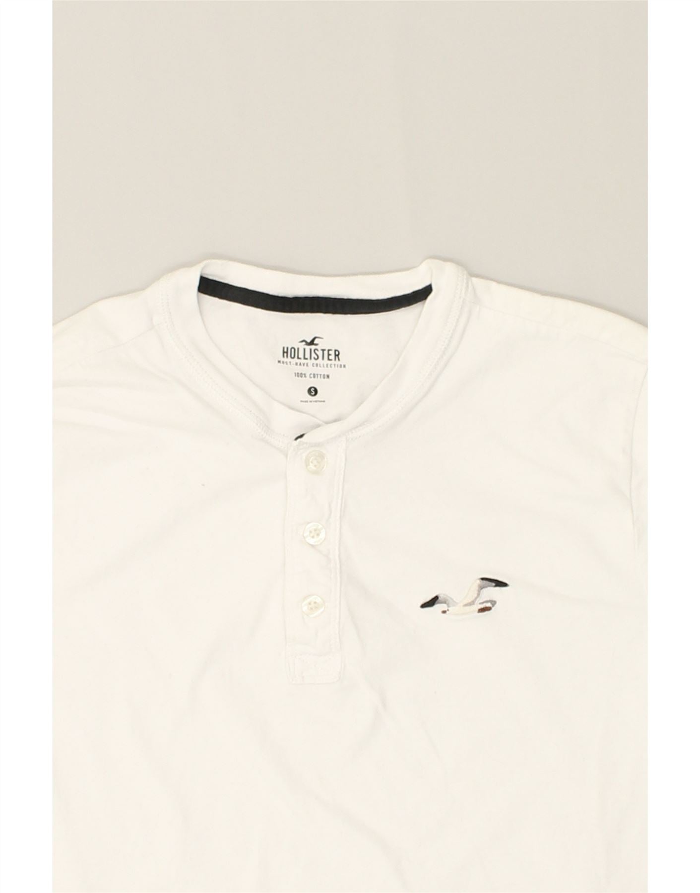 Hollister Henley T-shirt With Button Front in White