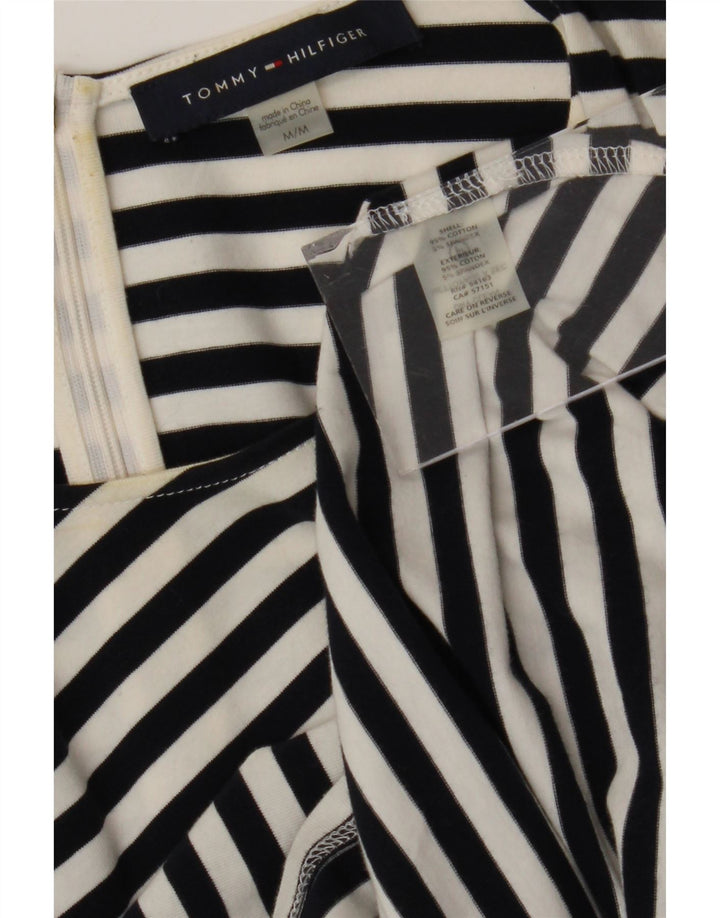 Tommy Hilfiger Womens Shift Dress UK 12 Medium Black Striped Cotton