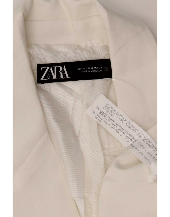 Zara Womens 1 Button Blazer Jacket UK 14 Medium White Polyester