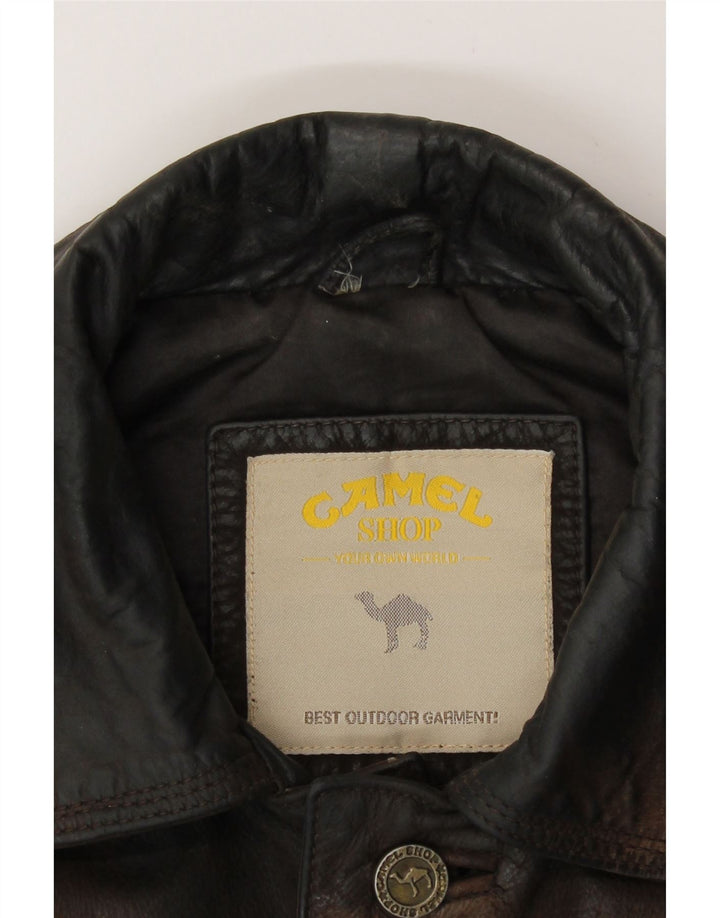 Camel Active Mens Leather Jacket UK 38 Medium Brown Leather