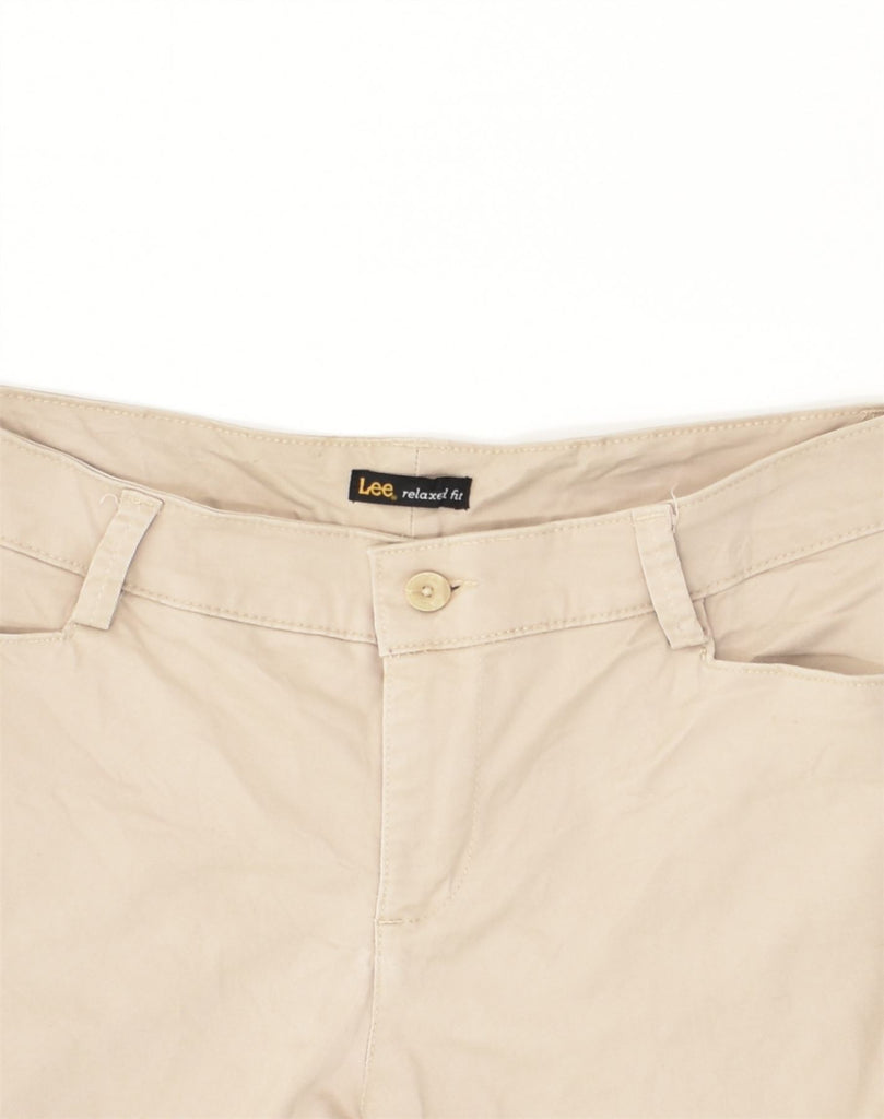 LEE Womens Petite Tapered Casual Trousers US 12 Large W34 L26 Beige Cotton | Vintage Lee | Thrift | Second-Hand Lee | Used Clothing | Messina Hembry 