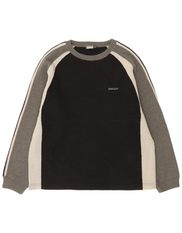Quiksilver Mens Boat Neck Jumper Sweater Medium Black Colourblock Acrylic