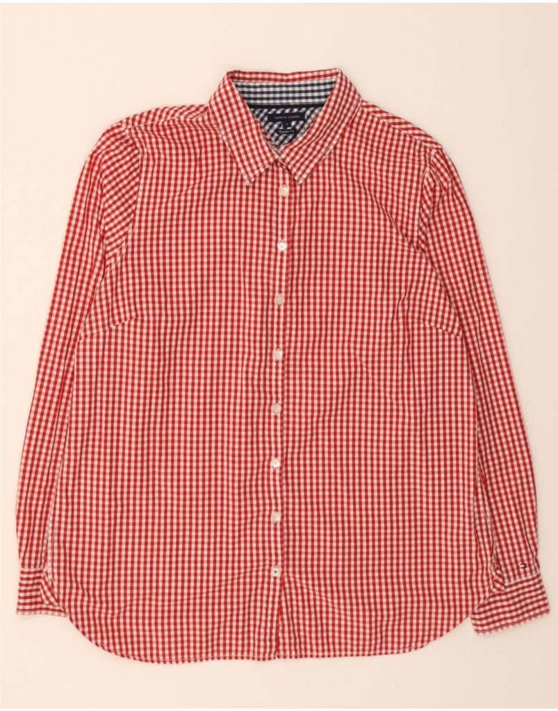 TOMMY HILFIGER Womens Regular Fit Shirt US 12 Large Red Gingham Cotton Vintage Tommy Hilfiger and Second-Hand Tommy Hilfiger from Messina Hembry 