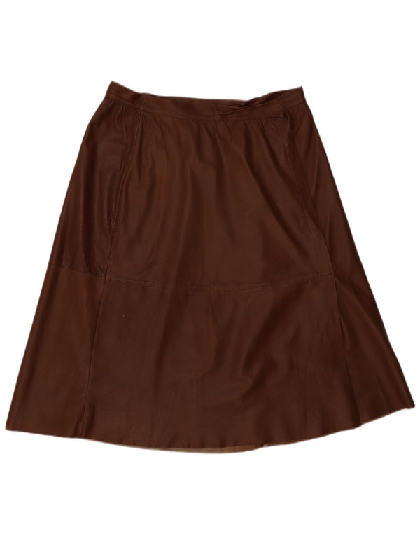 Vintage Womens Leather Wrap Skirt W34 Large Brown