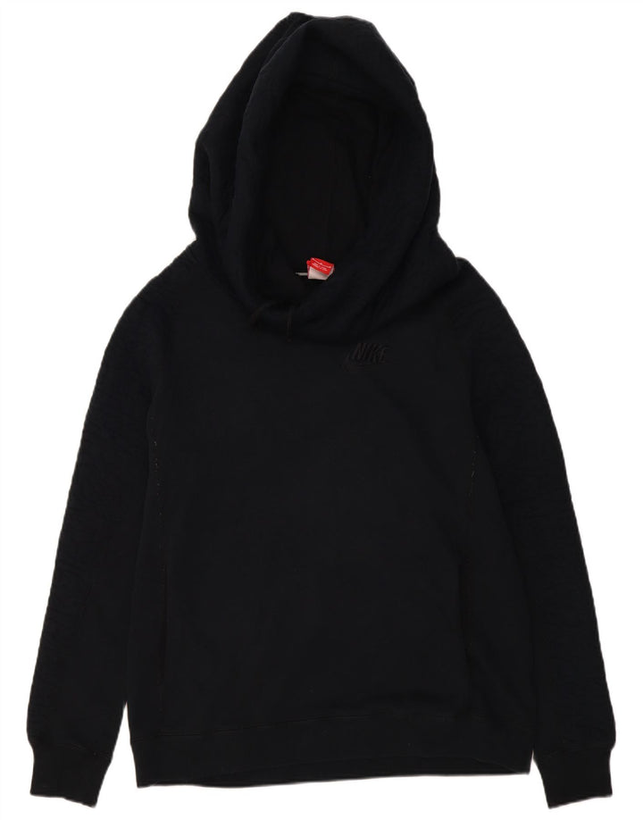 Nike Womens Oversized Hoodie Jumper UK 14 Medium Black Cotton