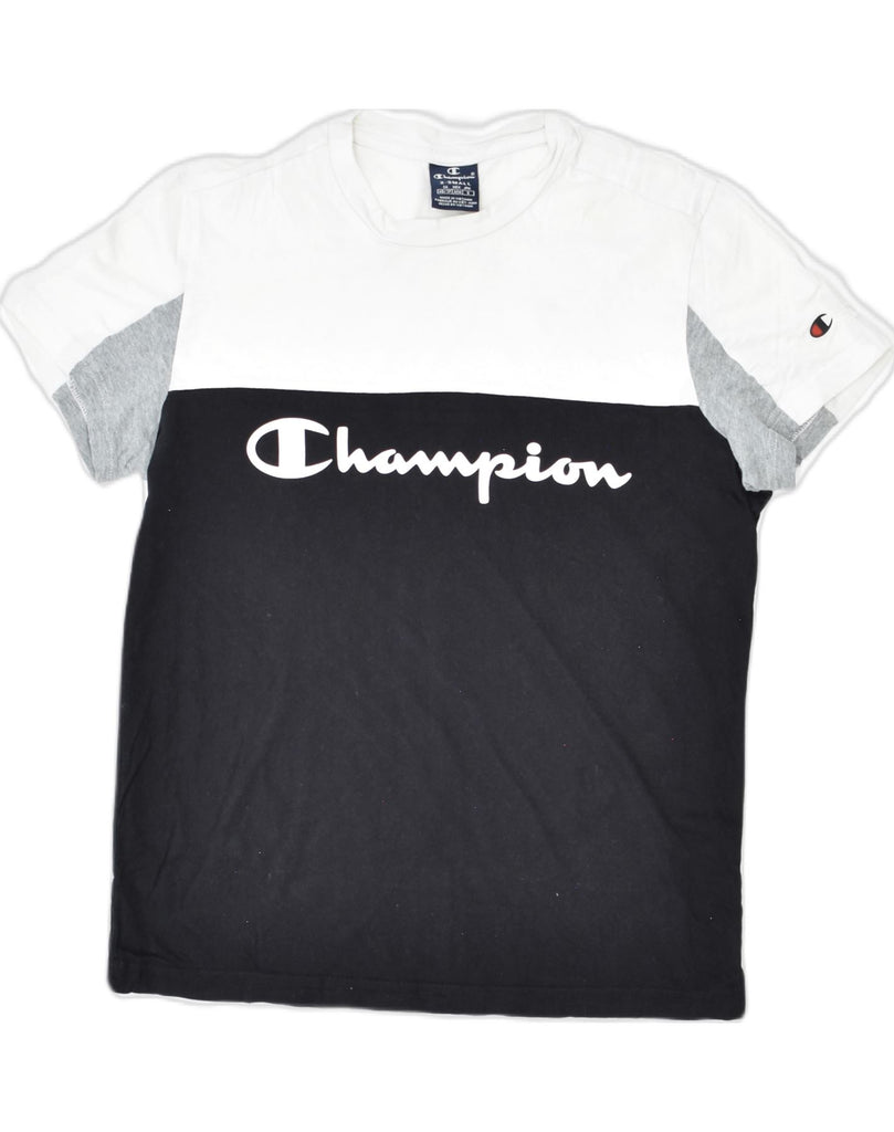 CHAMPION Mens Graphic T-Shirt Top XS Black Colourblock | Vintage | Thrift | Second-Hand | Used Clothing | Messina Hembry 