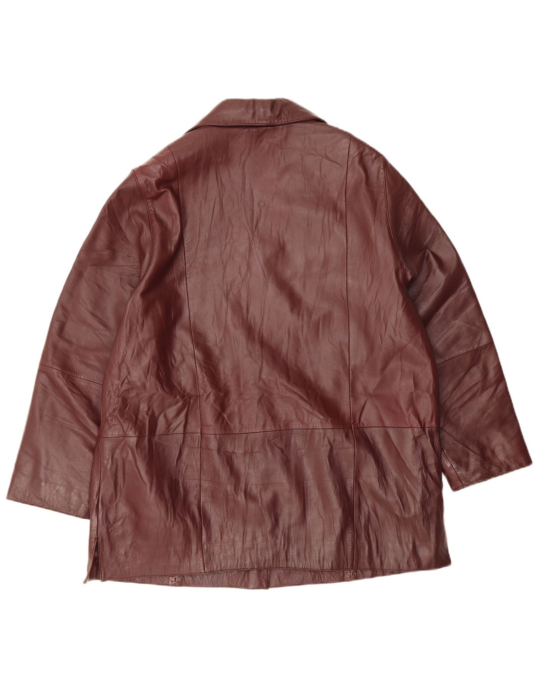 Morena Womens Leather Coat EU 44 XL Burgundy