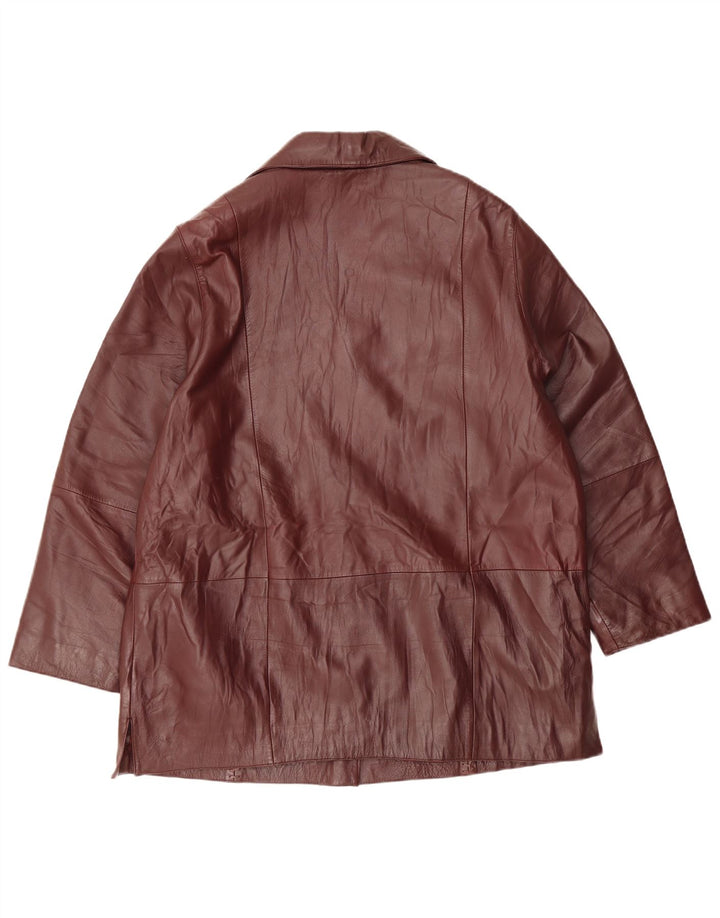 Morena Womens Leather Coat EU 44 XL Burgundy