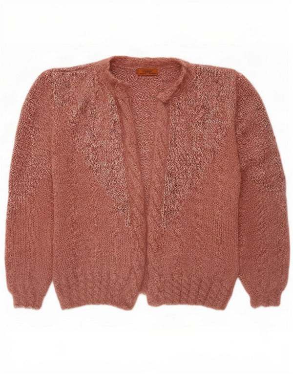 Vintage Womens Oversized Open Cardigan Sweater UK 18 XL Pink Flecked