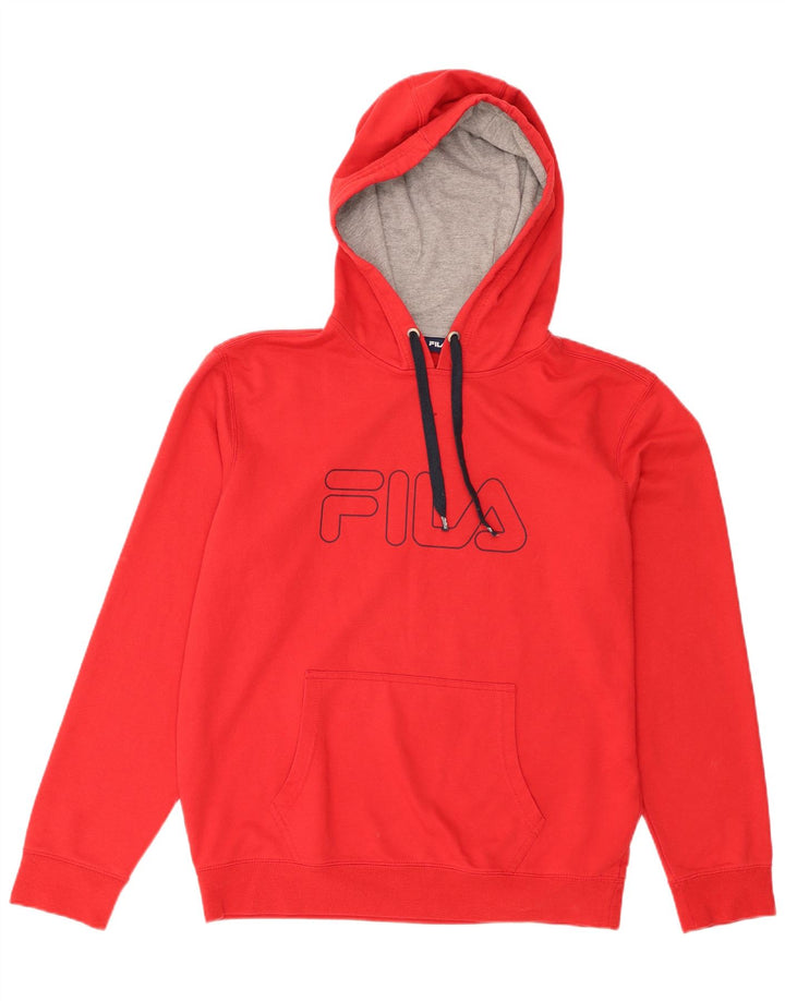 Fila Mens Graphic Hoodie Jumper Large Red Polyester