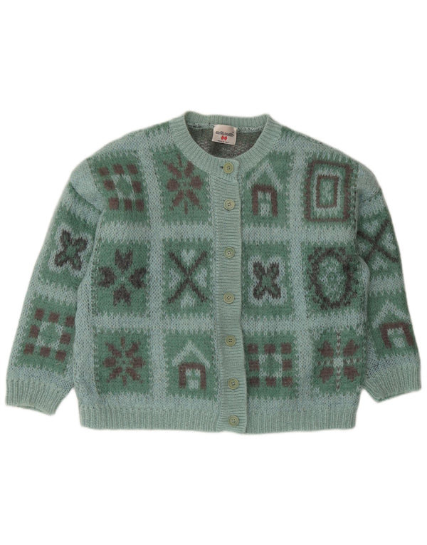 Vintage Womens Cardigan Sweater IT 48 XL Green Fair Isle