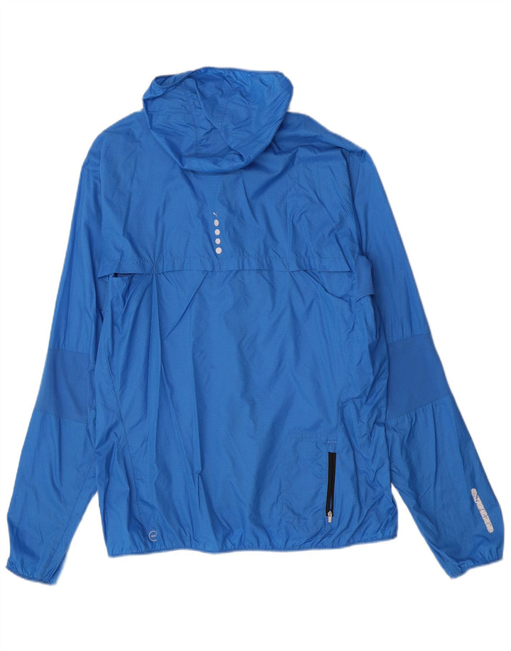 Puma Mens Hooded Rain Jacket UK 42 XL Blue Check Nylon