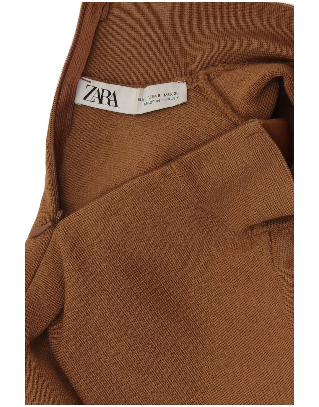 Zara Womens Crop Blouse Top UK 8 Small Brown Viscose