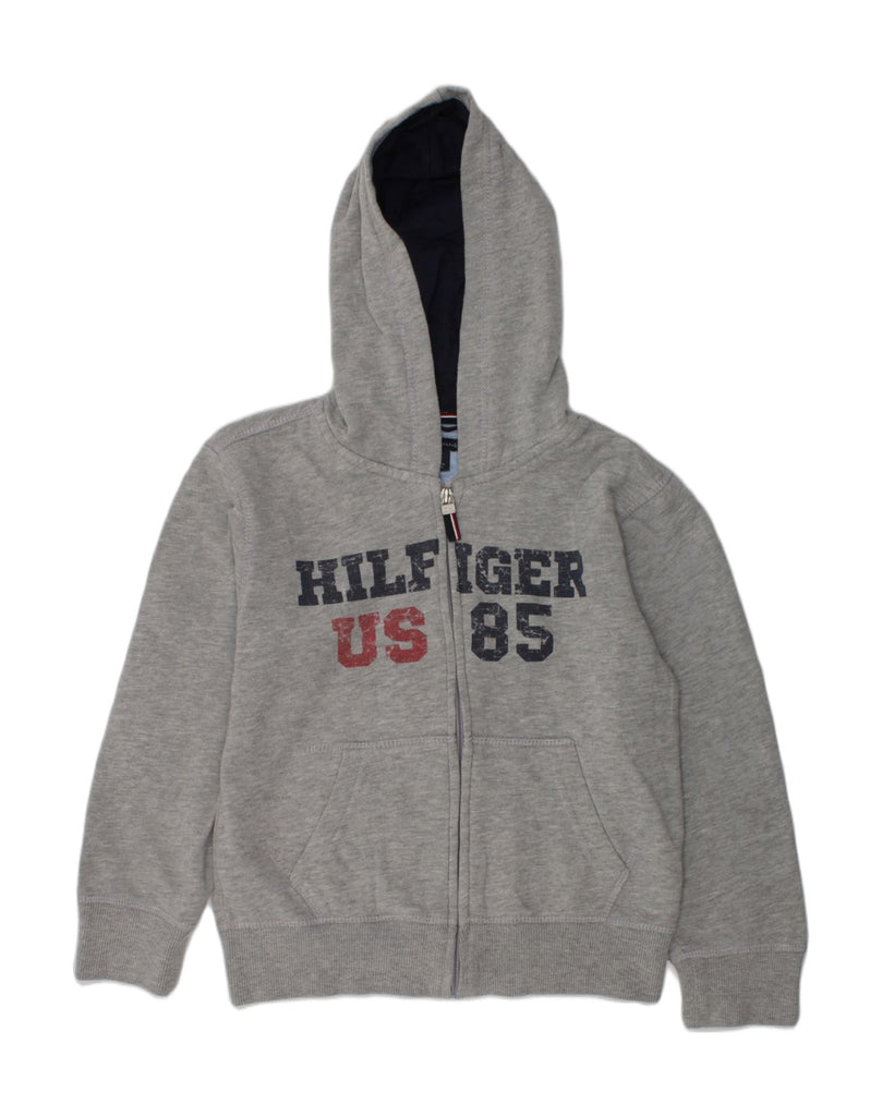 TOMMY HILFIGER Boys Graphic Zip Hoodie Sweater 6-7 Years Grey Cotton | Vintage Tommy Hilfiger | Thrift | Second-Hand Tommy Hilfiger | Used Clothing | Messina Hembry 