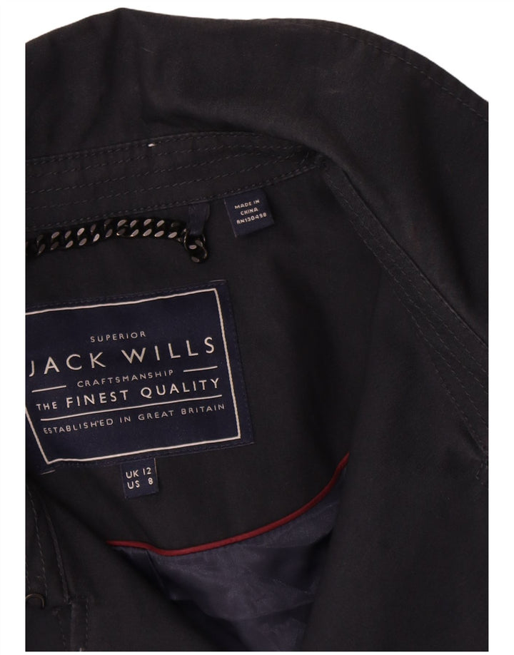 Jack Wills Womens Trench Coat UK 12 Medium Navy Blue Cotton