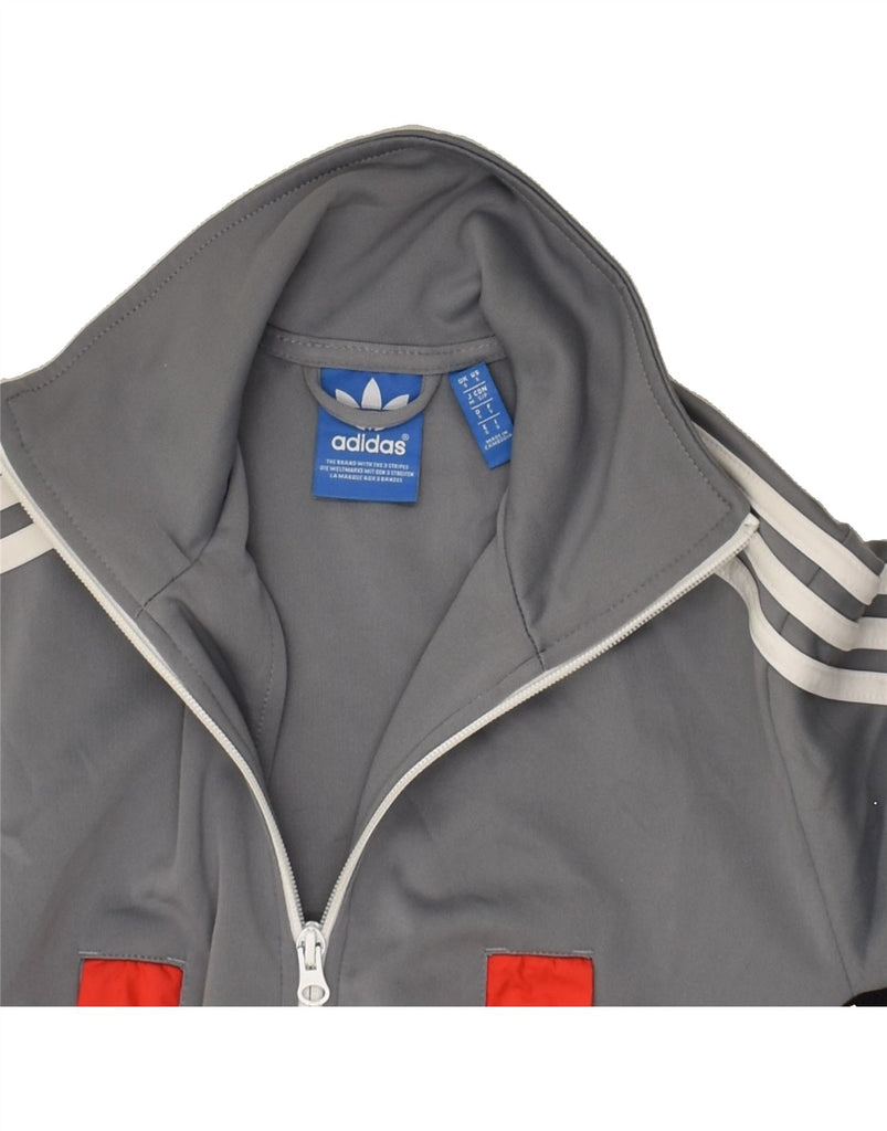 ADIDAS Mens Graphic Tracksuit Top Jacket Small Grey Colourblock Polyester | Vintage Adidas | Thrift | Second-Hand Adidas | Used Clothing | Messina Hembry 