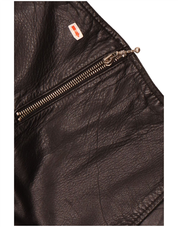 Vintage Womens Leather Bolero Jacket UK 12 Medium Black