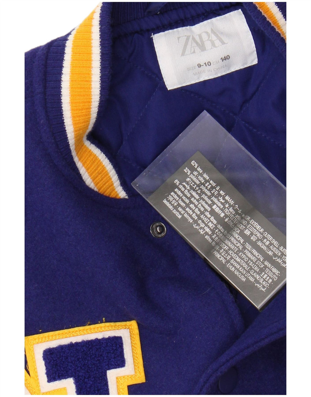 ZARA Girls New York Crocodiles Graphic Varsity Jacket 9-10 Years Navy Blue