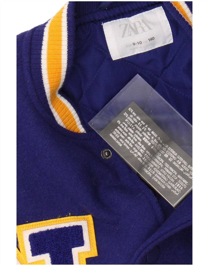 ZARA Girls New York Crocodiles Graphic Varsity Jacket 9-10 Years Navy Blue