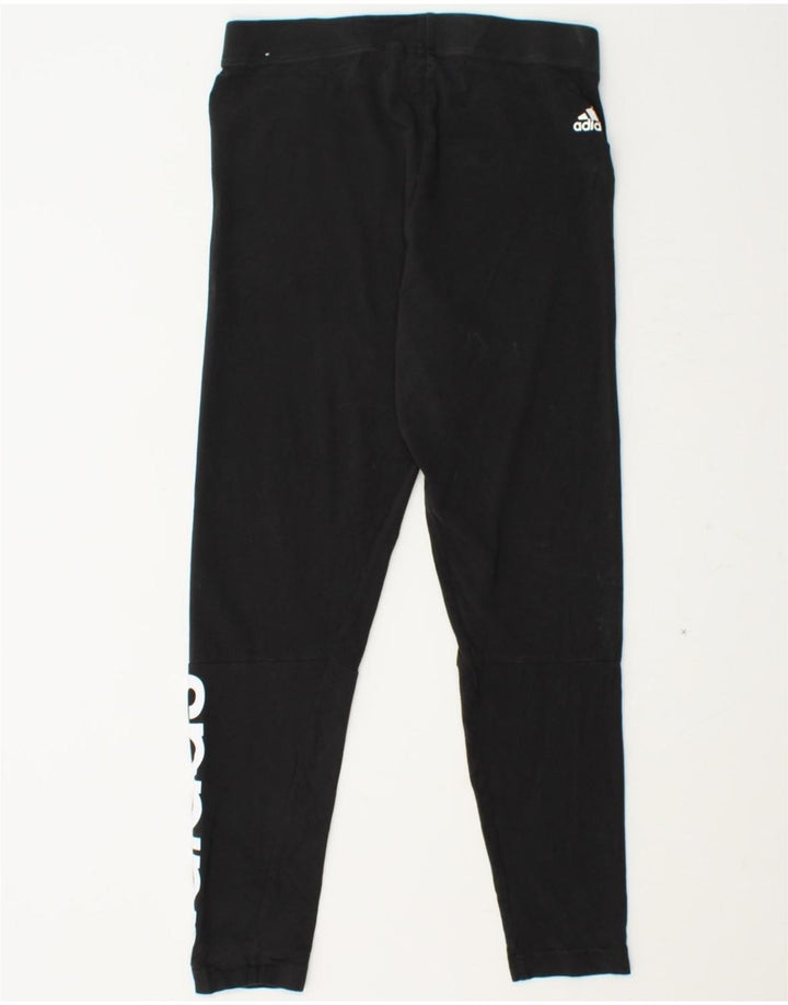ADIDAS Womens Graphic Leggings UK 12/14 Medium Black Cotton Vintage Adidas and Second-Hand Adidas from Messina Hembry 