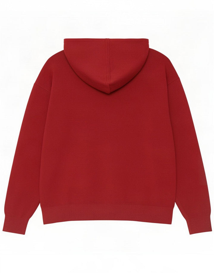 Massimo Dutti Mens Hooded Jumper Sweater Small Red Cotton
