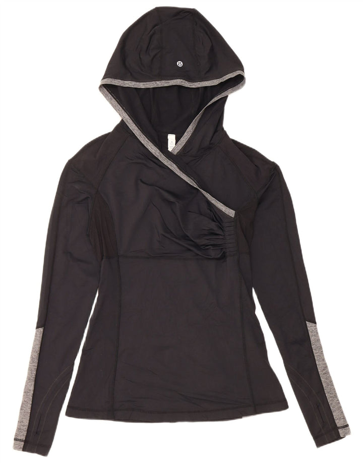 Lululemon Womens Hooded Top Long Sleeve US 8 Medium Black Colourblock Nylon