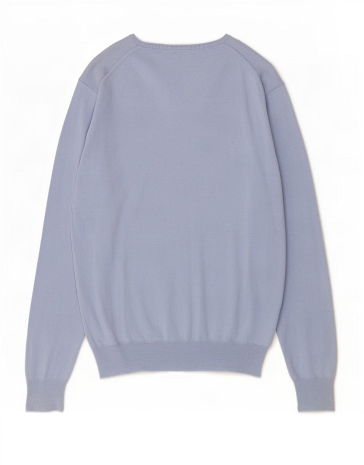 Zara Mens V-Neck Jumper Sweater Large Blue