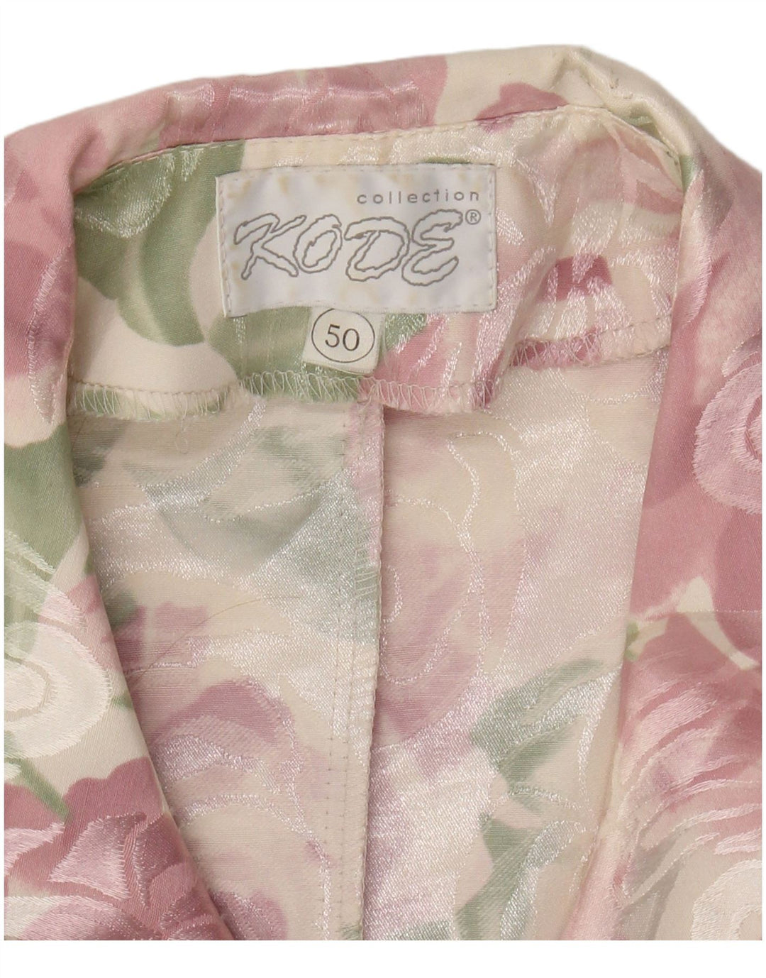 VINTAGE Womens Short Sleeve 4 Button Blazer Jacket IT 50 XL Pink Floral