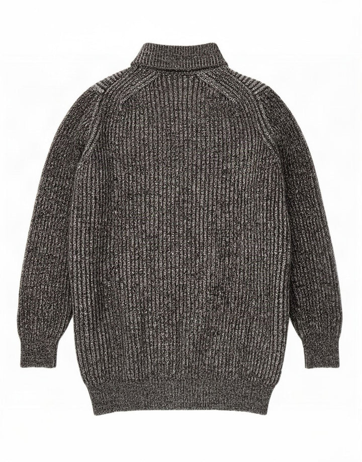 Zara Womens Longline Roll Neck Jumper Sweater UK 14 Medium Grey Flecked