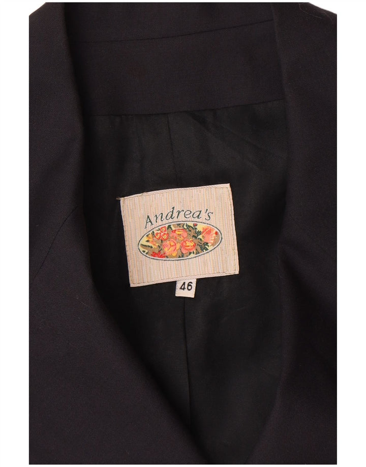 ANDREA'S Womens Double Breasted Blazer Jacket IT 46 Large Navy Blue