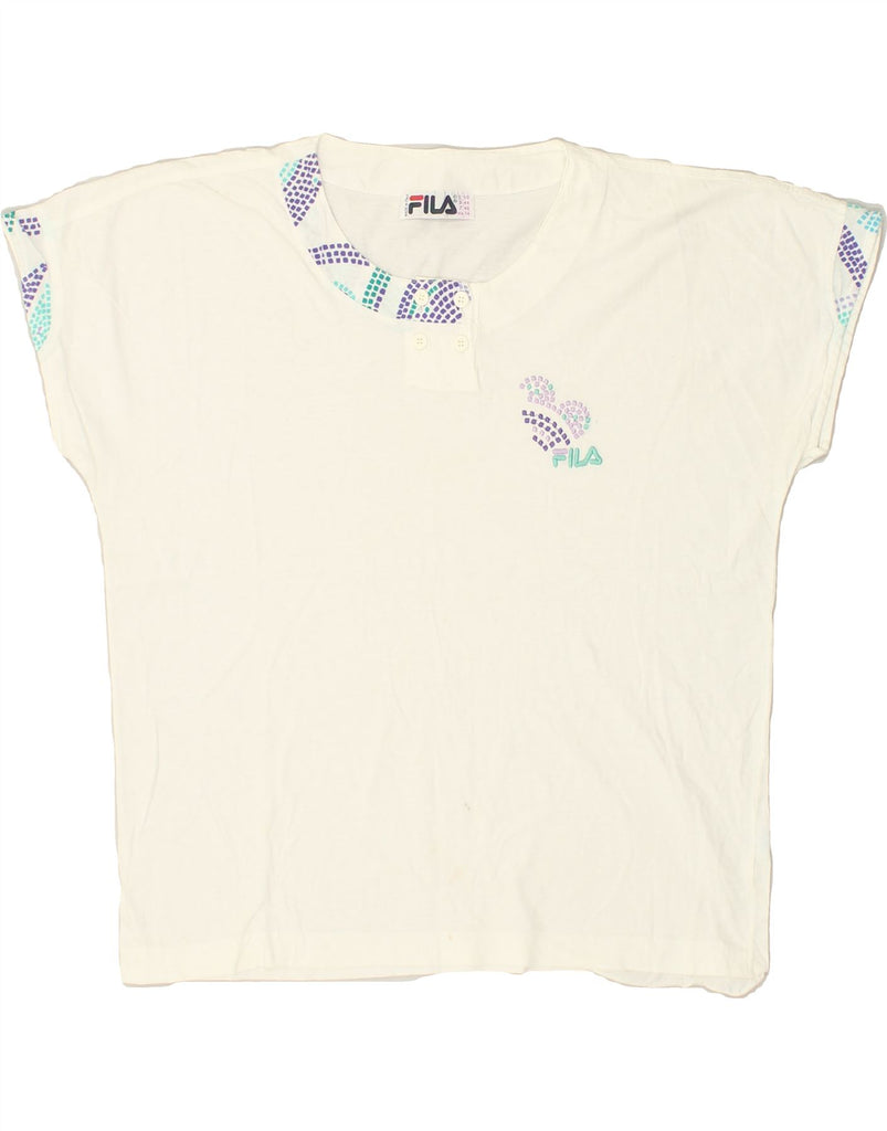 FILA Womens Blouse Top US 14 XL White Cotton | Vintage Fila | Thrift | Second-Hand Fila | Used Clothing | Messina Hembry 