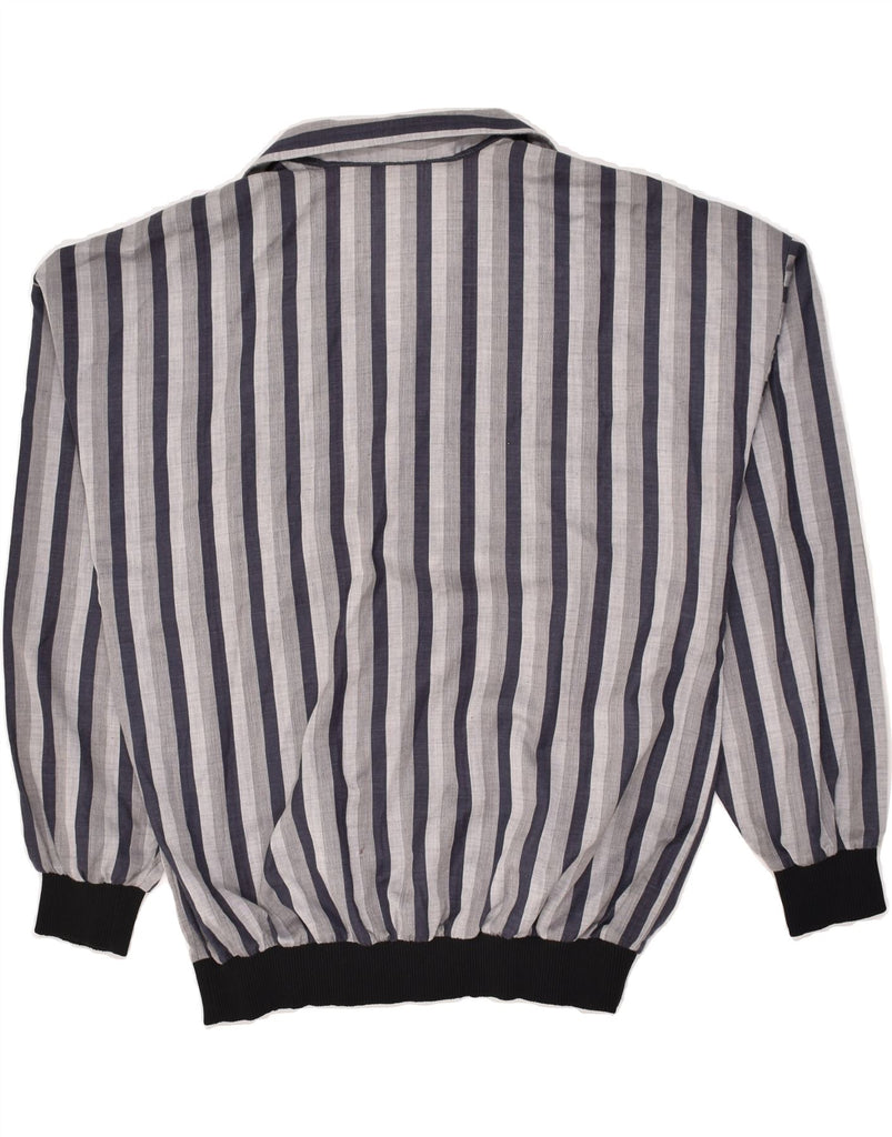 VINTAGE Womens Long Sleeve Blouse Top EU 38/40 Medium Grey Striped Vintage Vintage and Second-Hand Vintage from Messina Hembry 