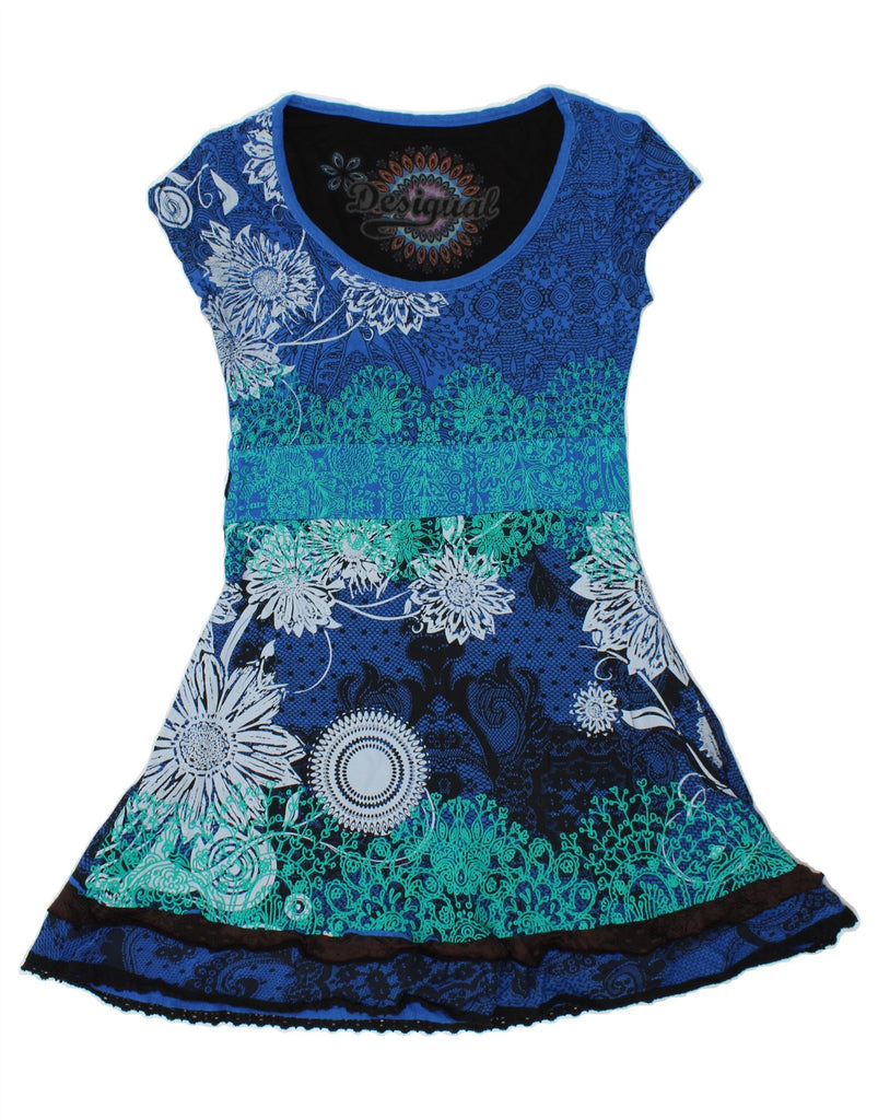 DESIGUAL Womens Slim A-Line Dress UK 18 XL Blue Paisley Viscose Vintage Desigual and Second-Hand Desigual from Messina Hembry 