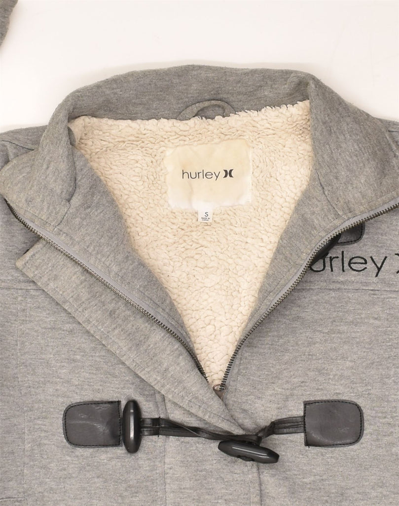 HURLEY Womens Sherpa Duffle Jacket UK 10 Small Grey Cotton | Vintage Hurley | Thrift | Second-Hand Hurley | Used Clothing | Messina Hembry 