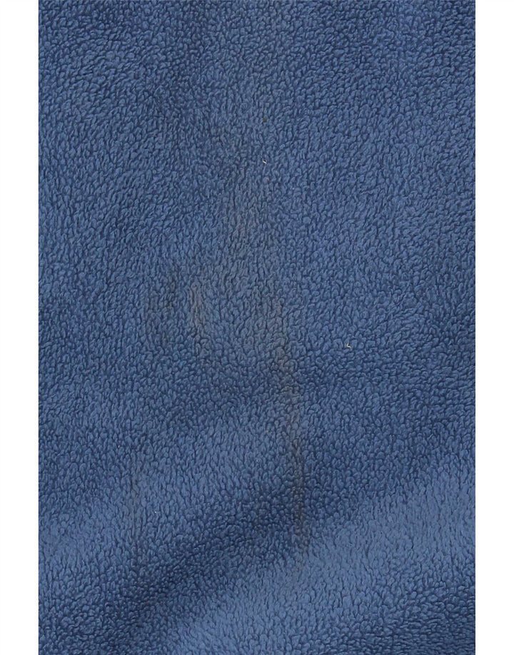 Vintage Mens Zip Neck Fleece Jumper Medium Blue Polyester