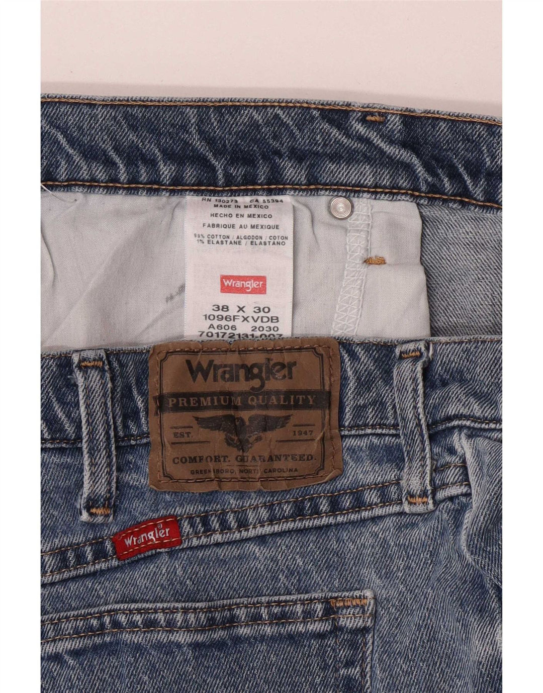 Wrangler Mens Straight Jeans W38 L30 Blue Cotton