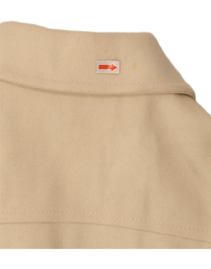 Benetton Womens Double Breasted Coat IT 40 Small Beige Wool