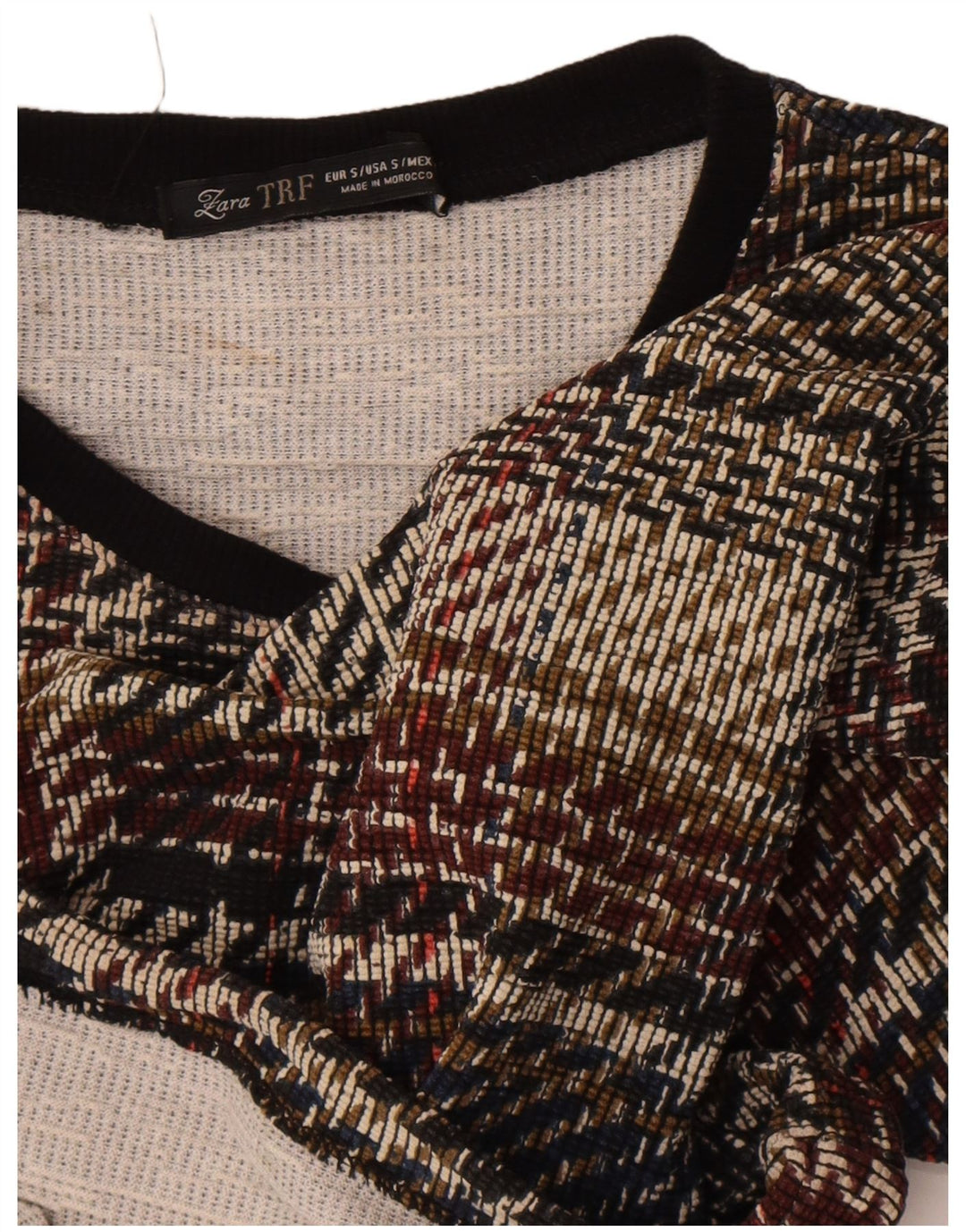 Zara Womens Trafaluc Long Sleeve Crop Top UK 10 Small Multicoloured Check