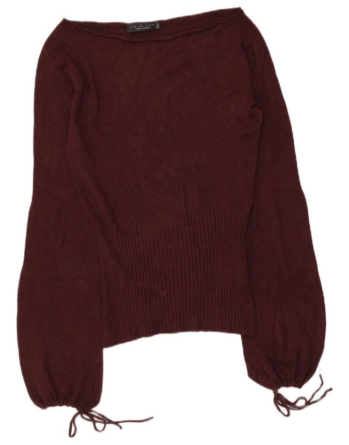 SIMONA BARBIERI Womens Twin-Set Top Long Sleeve UK 12 Medium Maroon
