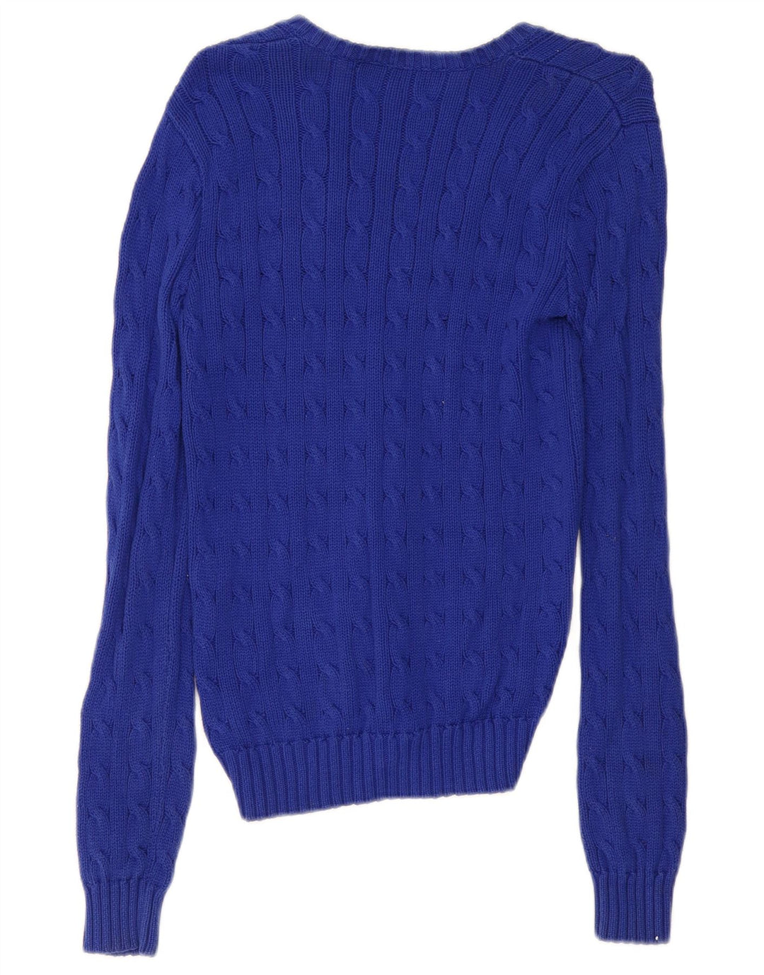 RALPH LAUREN Womens V-Neck Jumper Sweater UK 10 Small Blue Cotton