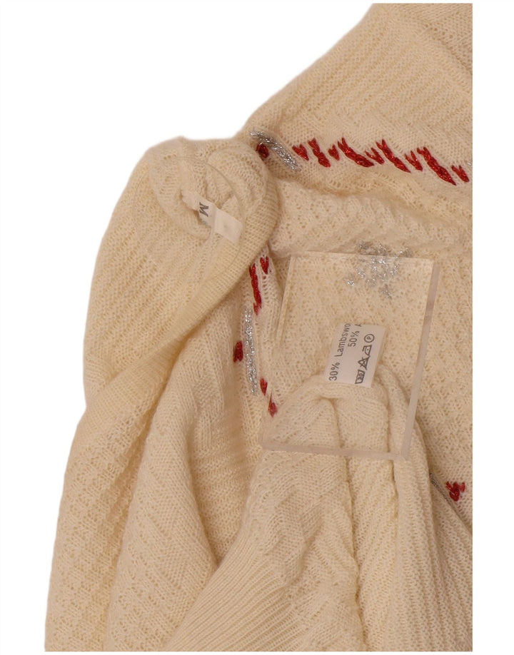Vintage Womens Boat Neck Jumper Sweater UK 14 Medium Off White