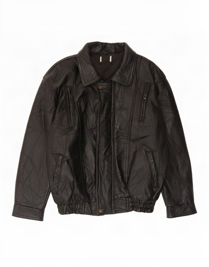 Vintage Mens Leather Jacket UK 38 Medium Black