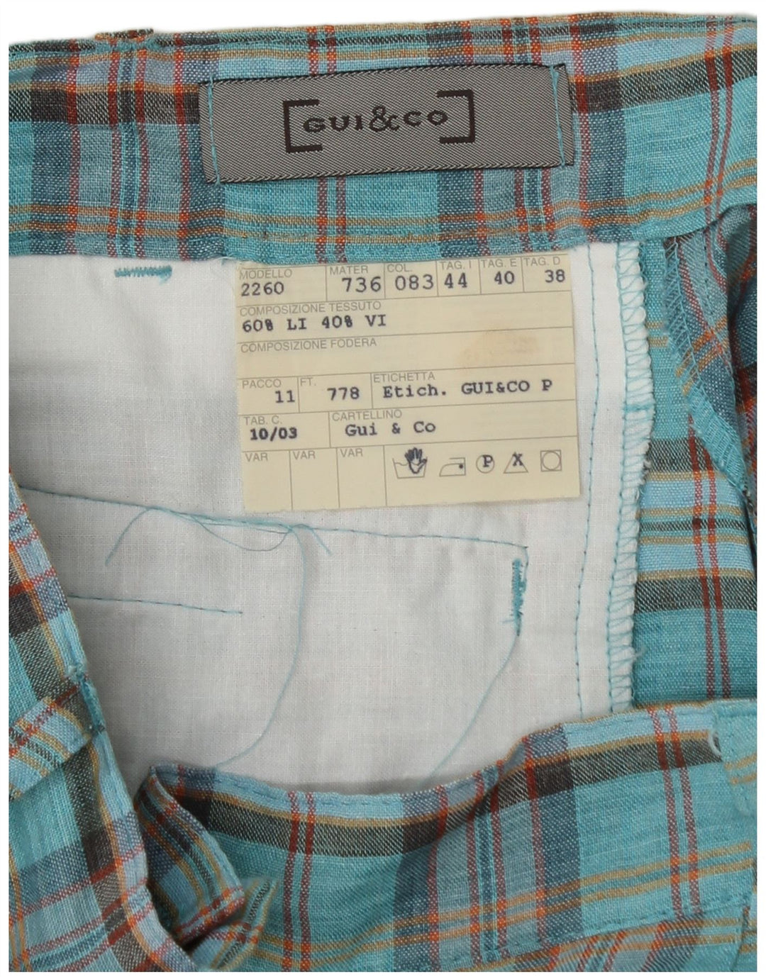 Vintage Womens High Waist Chino Shorts EU 40 Medium W28  Blue Check