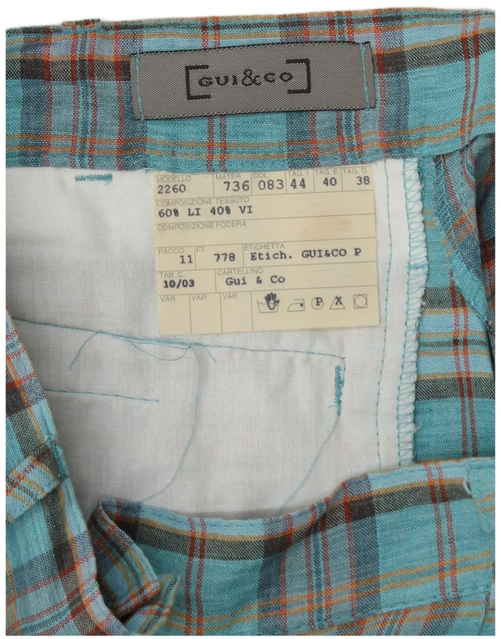 Vintage Womens High Waist Chino Shorts EU 40 Medium W28  Blue Check