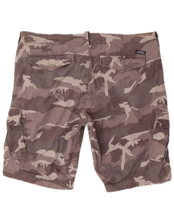 Superdry Mens Cargo Shorts W38 XL Grey Camouflage Cotton
