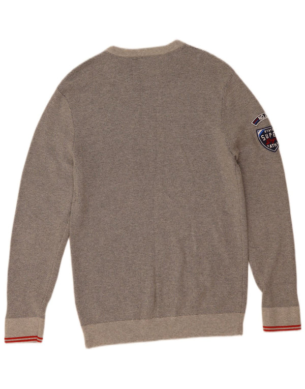 Superdry Womens Graphic Sweatshirt Jumper UK 18 XL Grey Flecked Cotton