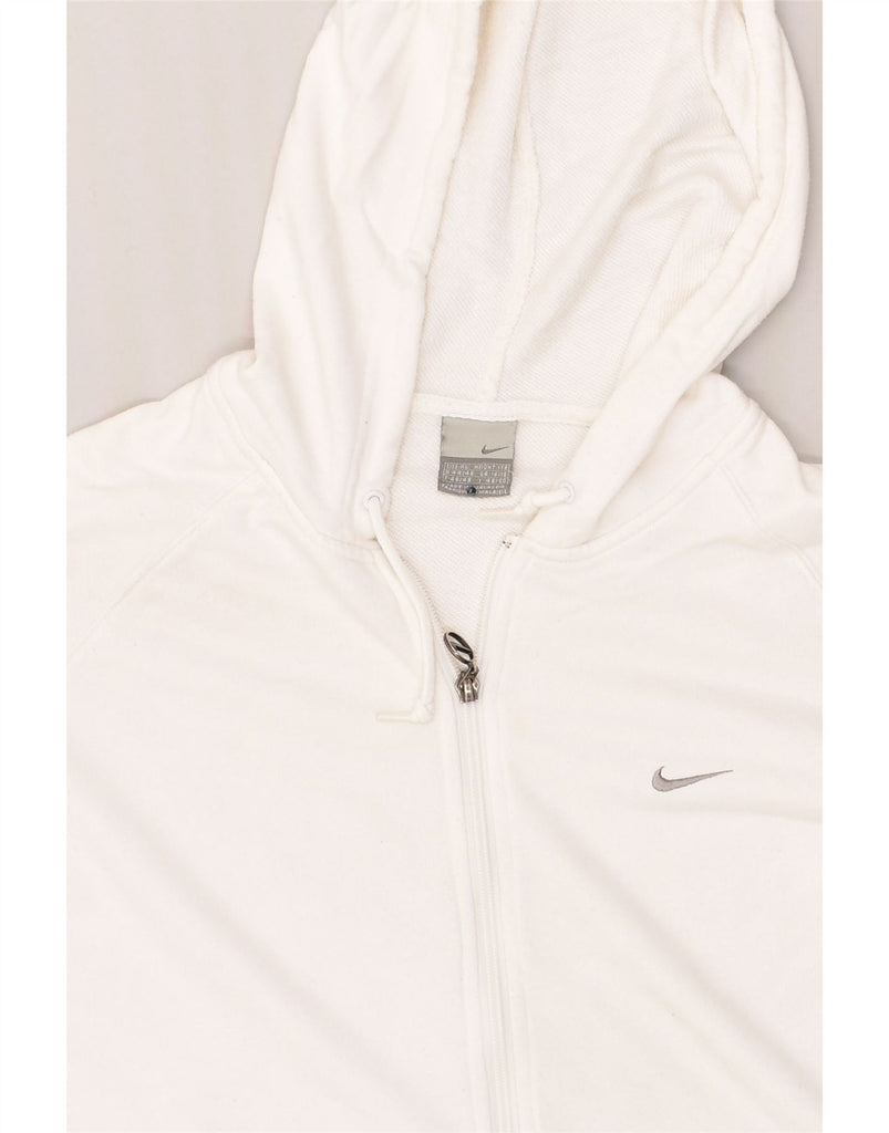 NIKE Womens Zip Hoodie Sweater UK 16-18 Large White Cotton | Vintage Nike | Thrift | Second-Hand Nike | Used Clothing | Messina Hembry 