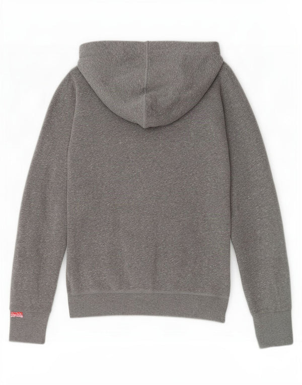 Superdry Womens Graphic Zip Hoodie Sweater UK 10 Small Grey Flecked