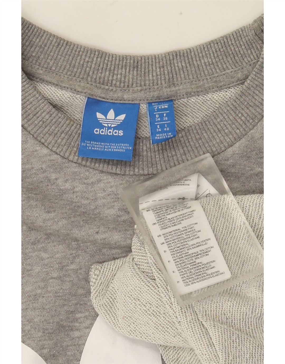 Adidas Womens Graphic Sweatshirt Jumper UK 8 Small Grey Colourblock