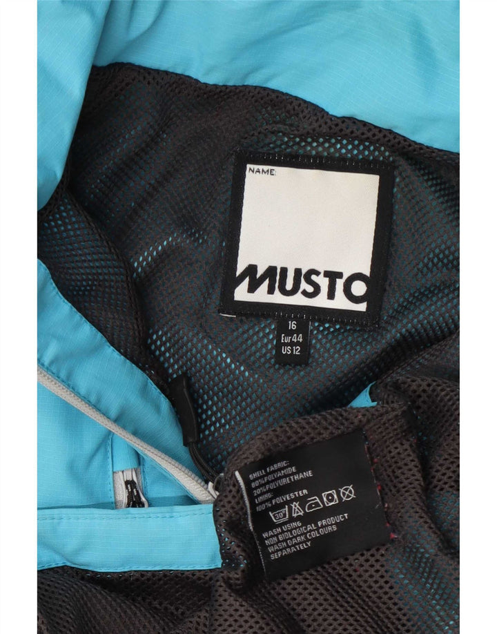 Musto Womens Hooded Rain Jacket UK 16 Large Blue Polyamide
